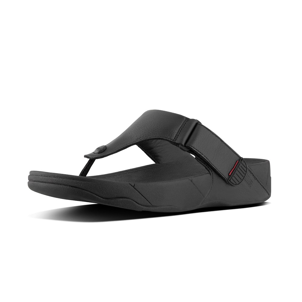 Fitflop Man Sandals Black - Trakk Ii Leather Toe-post - RI6358240